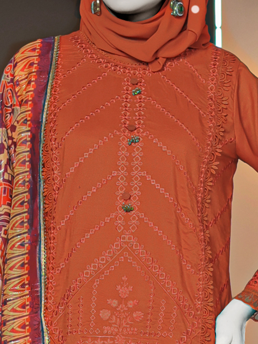 Twisted Fabric Rust Stitched Suit - J. Junaid Jamshed