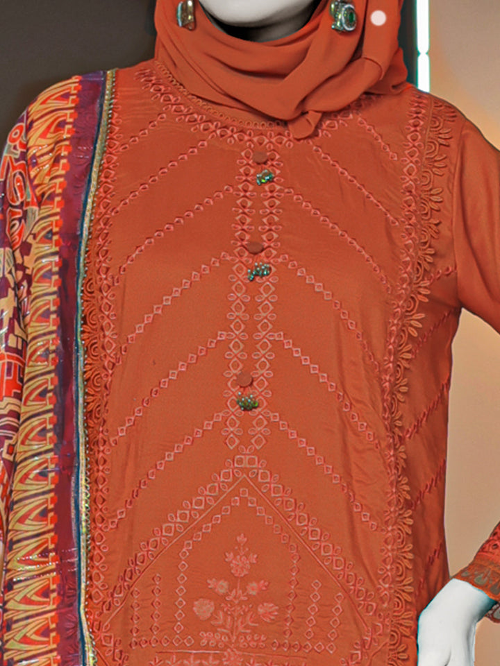 Twisted Fabric Rust Stitched Suit - J. Junaid Jamshed