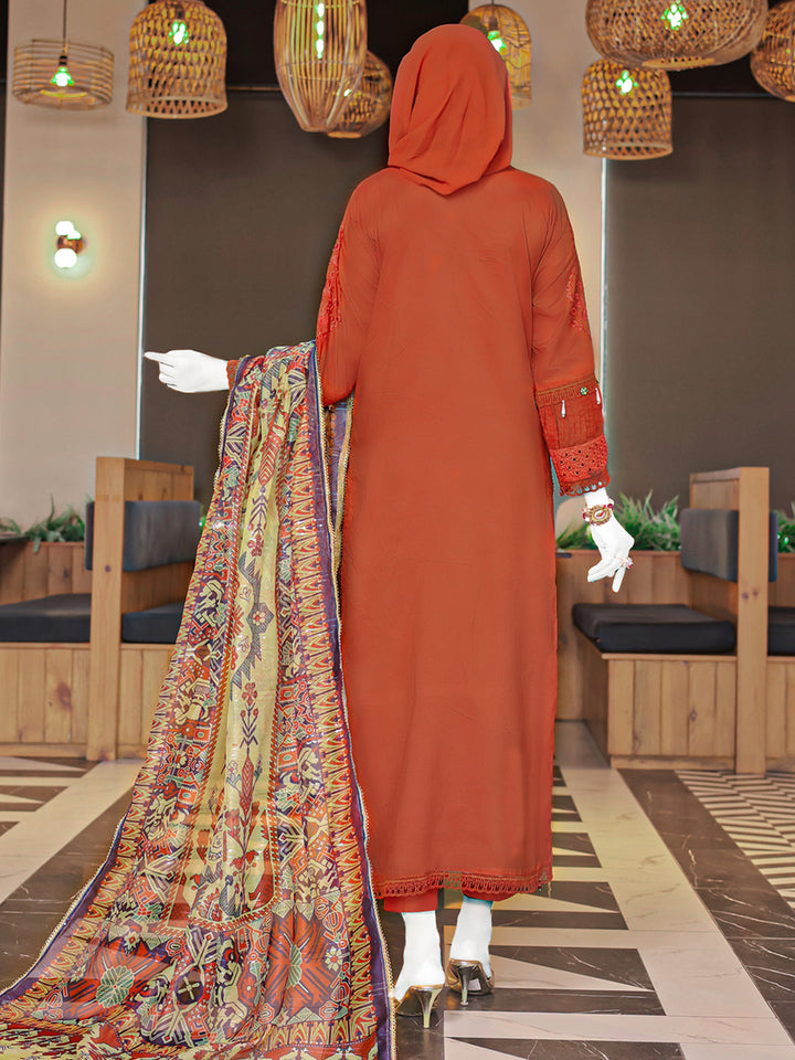 Twisted Fabric Rust Stitched Suit - J. Junaid Jamshed