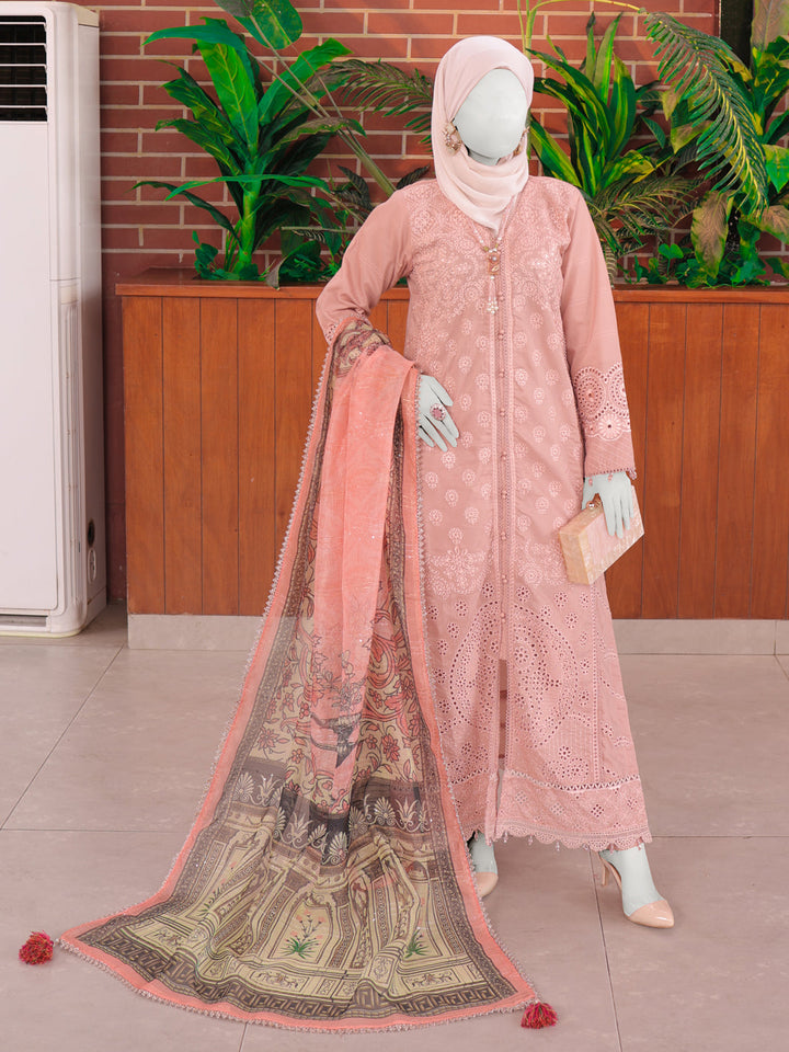 Twisted Fabric Pink Stitched Suit - J. Junaid Jamshed