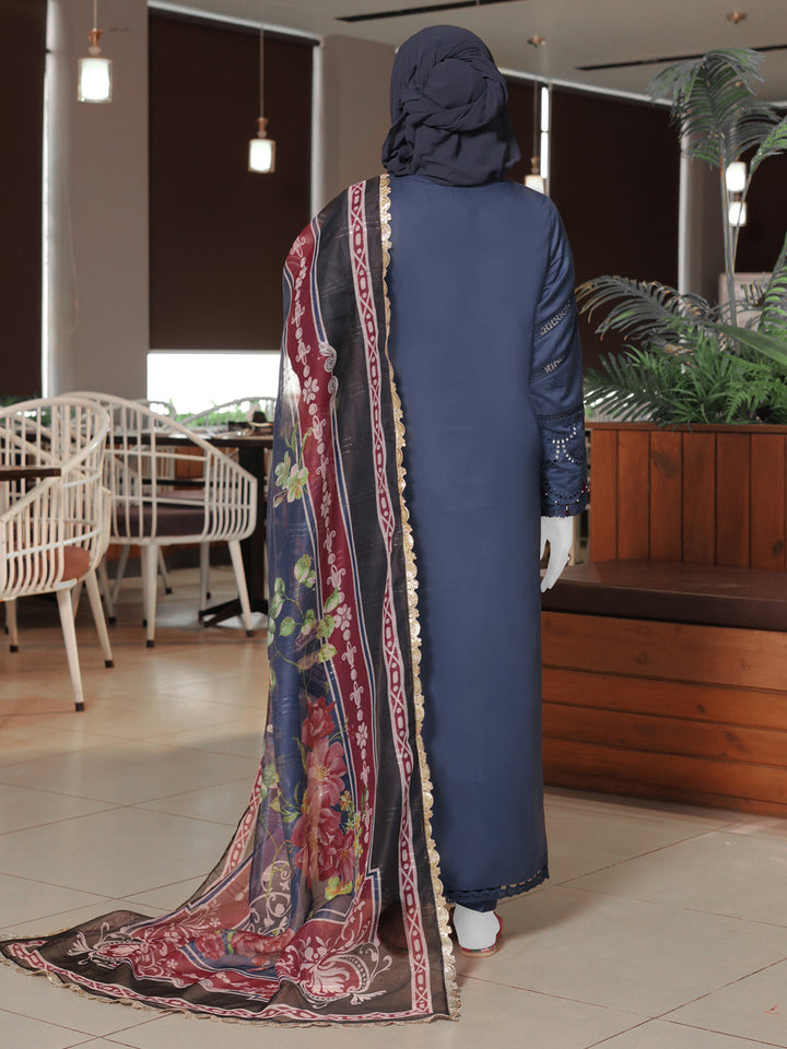 Twisted Fabric Blue Stitched Suit - J. Junaid Jamshed