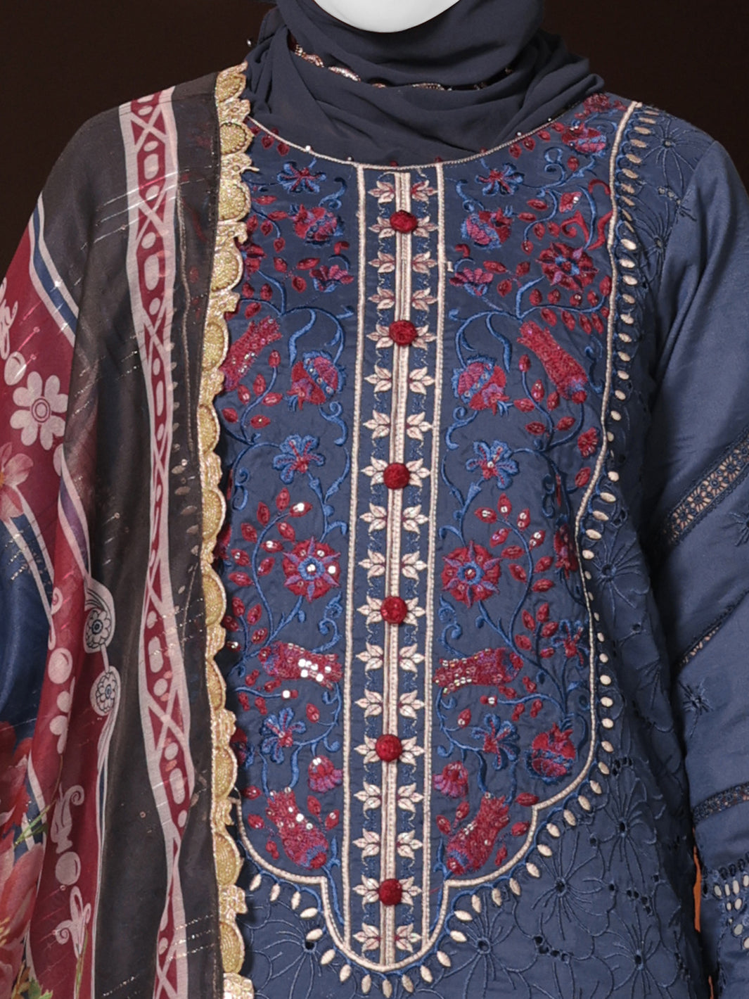 Twisted Fabric Blue Stitched Suit - J. Junaid Jamshed