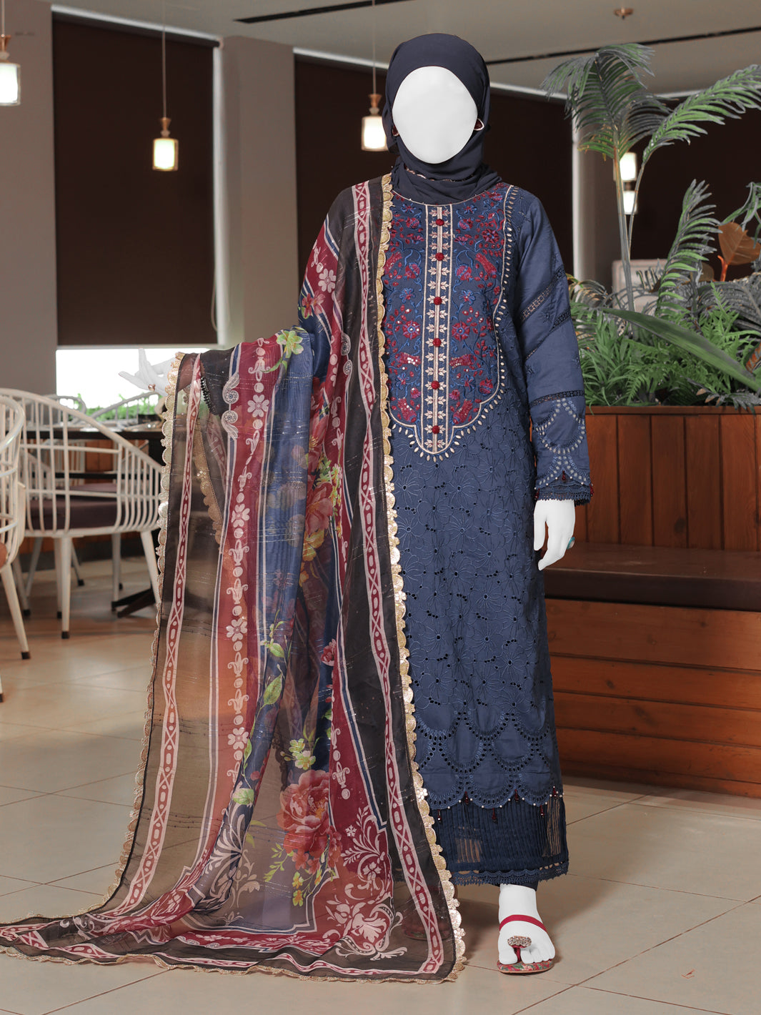 Twisted Fabric Blue Stitched Suit - J. Junaid Jamshed