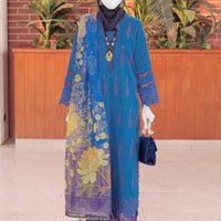 Twisted Fabric Royal Blue Stitched Suit - J. Junaid Jamshed