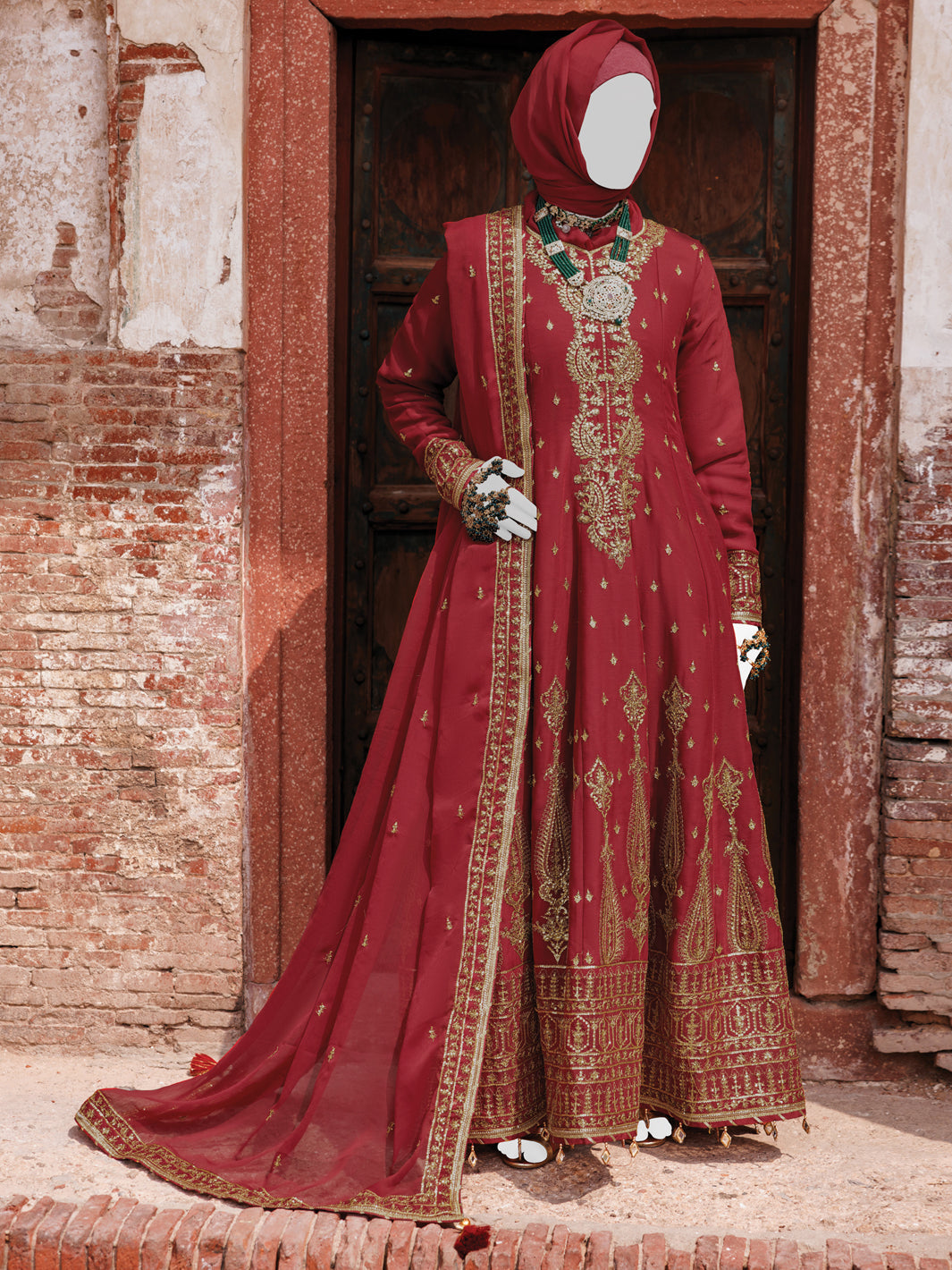 Chiffon Red Stitched Suit - J. Junaid Jamshed