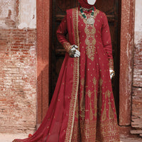 Chiffon Red Stitched Suit - J. Junaid Jamshed