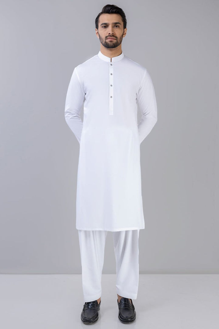 Blended Boski White Shalwar Kameez - Panjnad by J. Junaid Jamshed