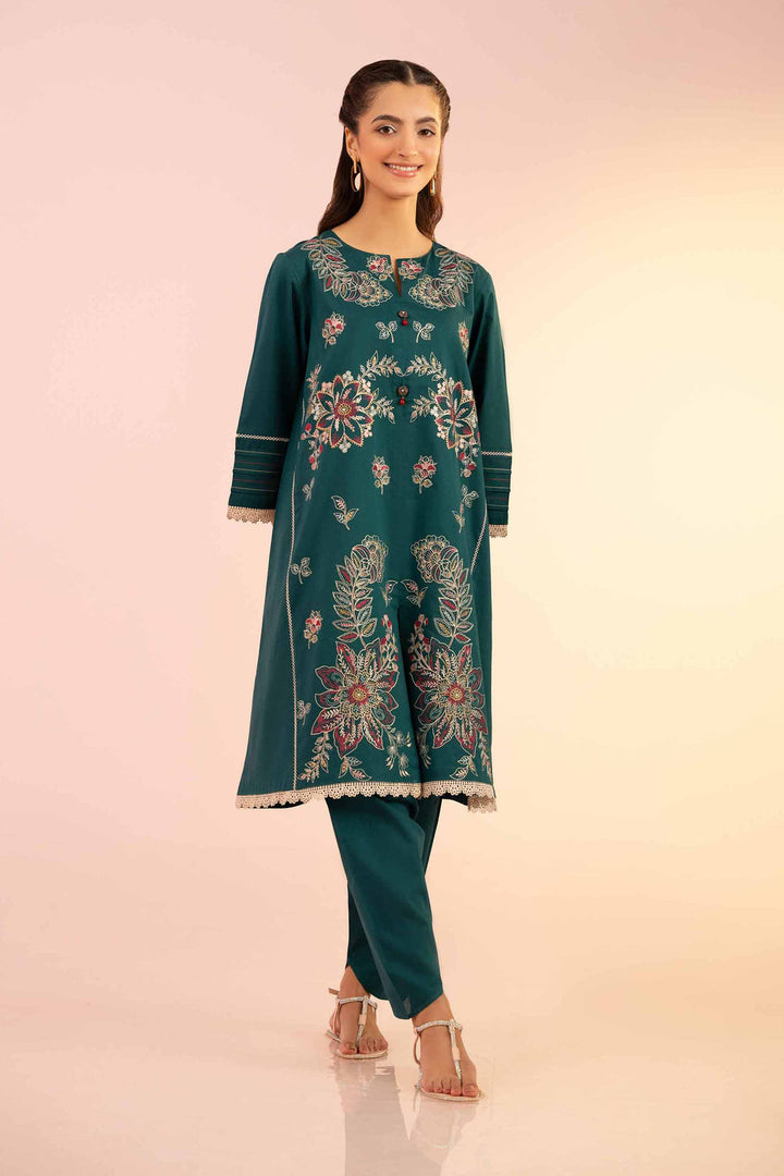 Cambric Green Stitched Suit - Nishat