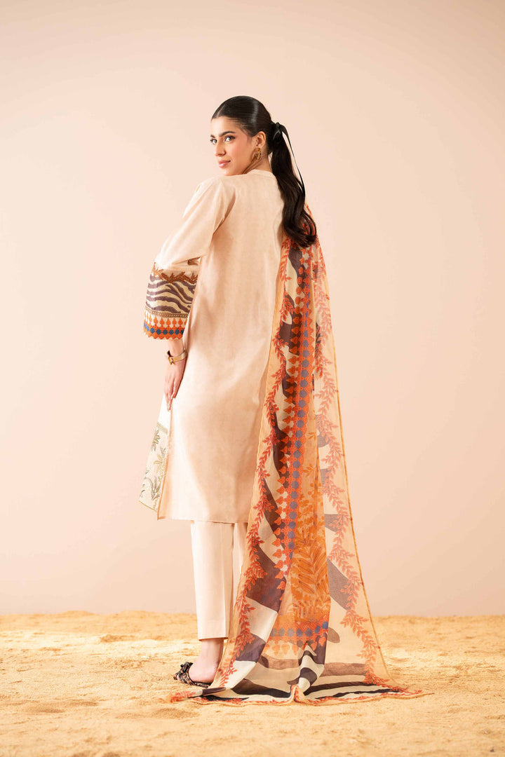 Cambric Beige Stitched Suit - Nishat