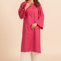 Dyed Self Jacquard Pink Kurti - Bonanza