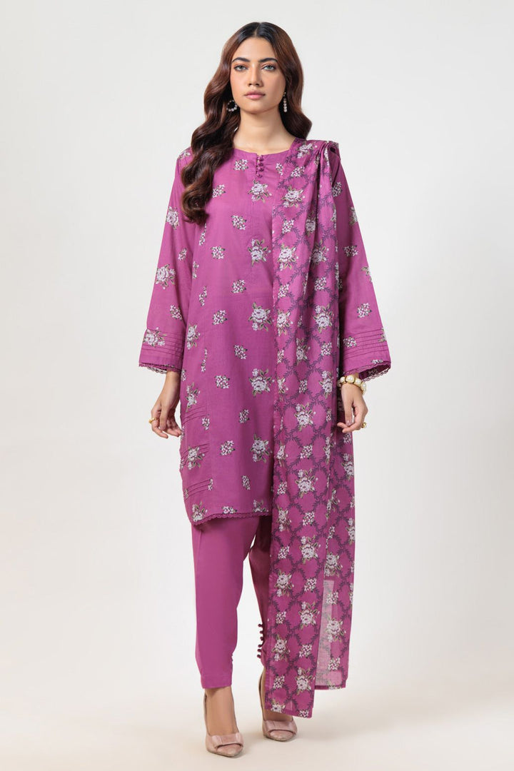 Printed Lawn Purple Stitched Suit - Bonanza
