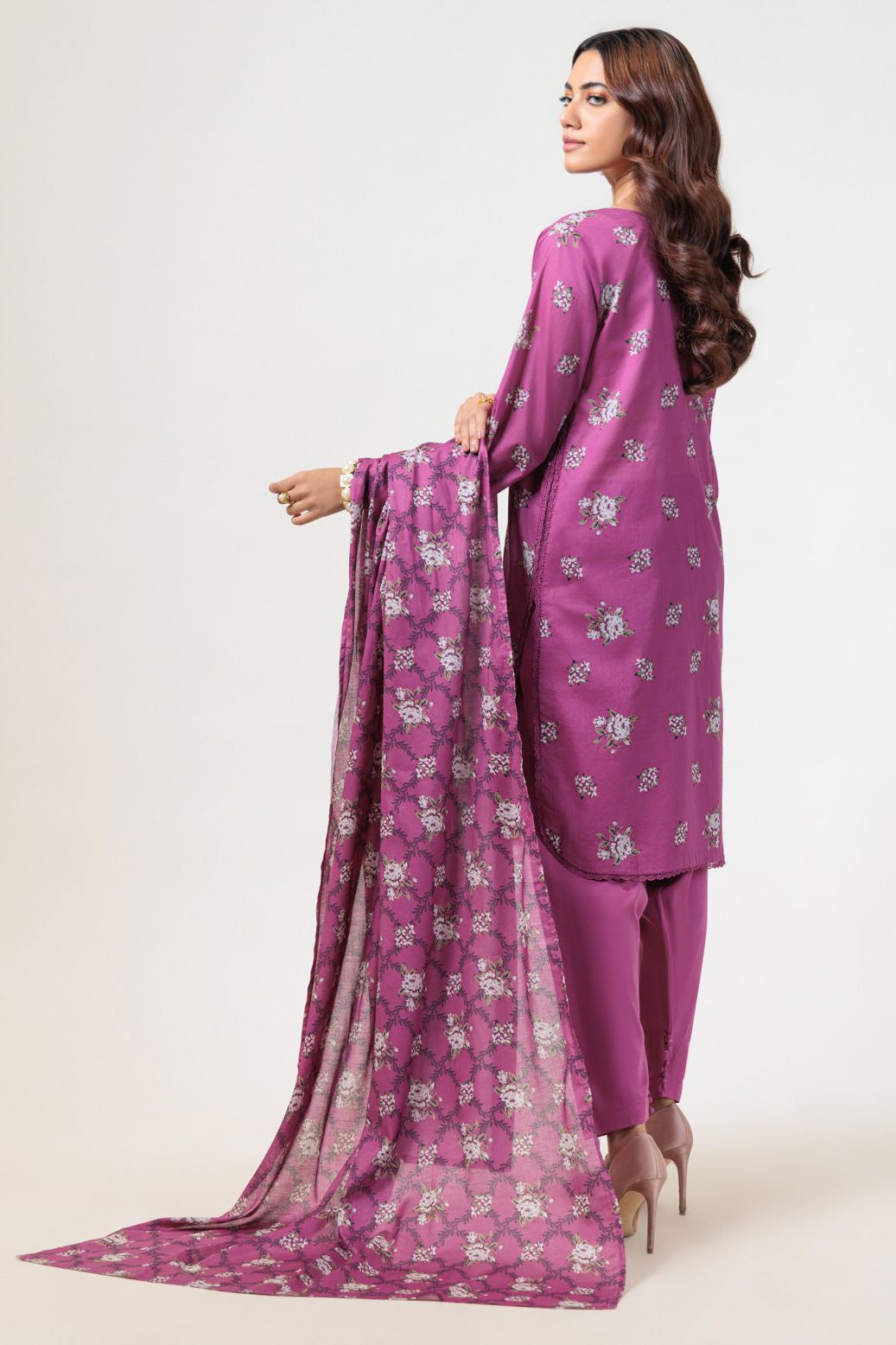 Printed Lawn Purple Stitched Suit - Bonanza