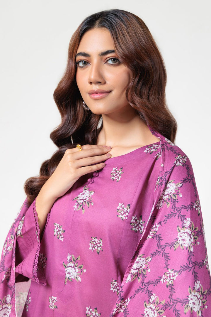 Printed Lawn Purple Stitched Suit - Bonanza