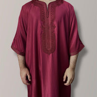 Maroon Othman Luxe Moroccan Thobe - Jiah