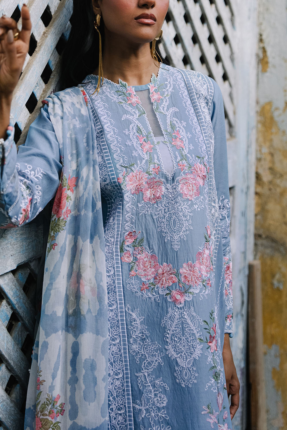Embroidered Lawn Blue Stitched Suit - Gul Ahmed