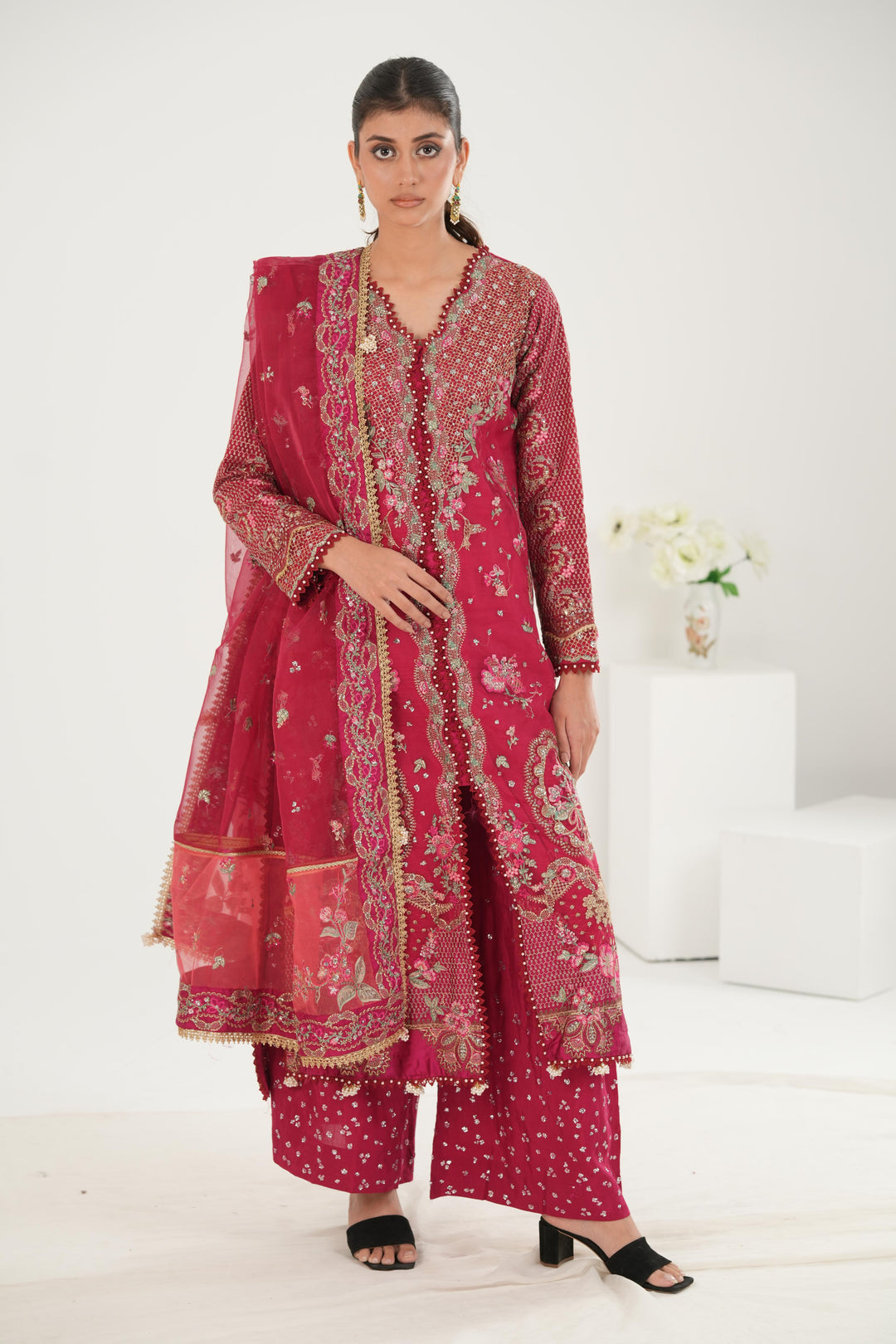 Rowan - Afrozeh La Fuchsia Stitched