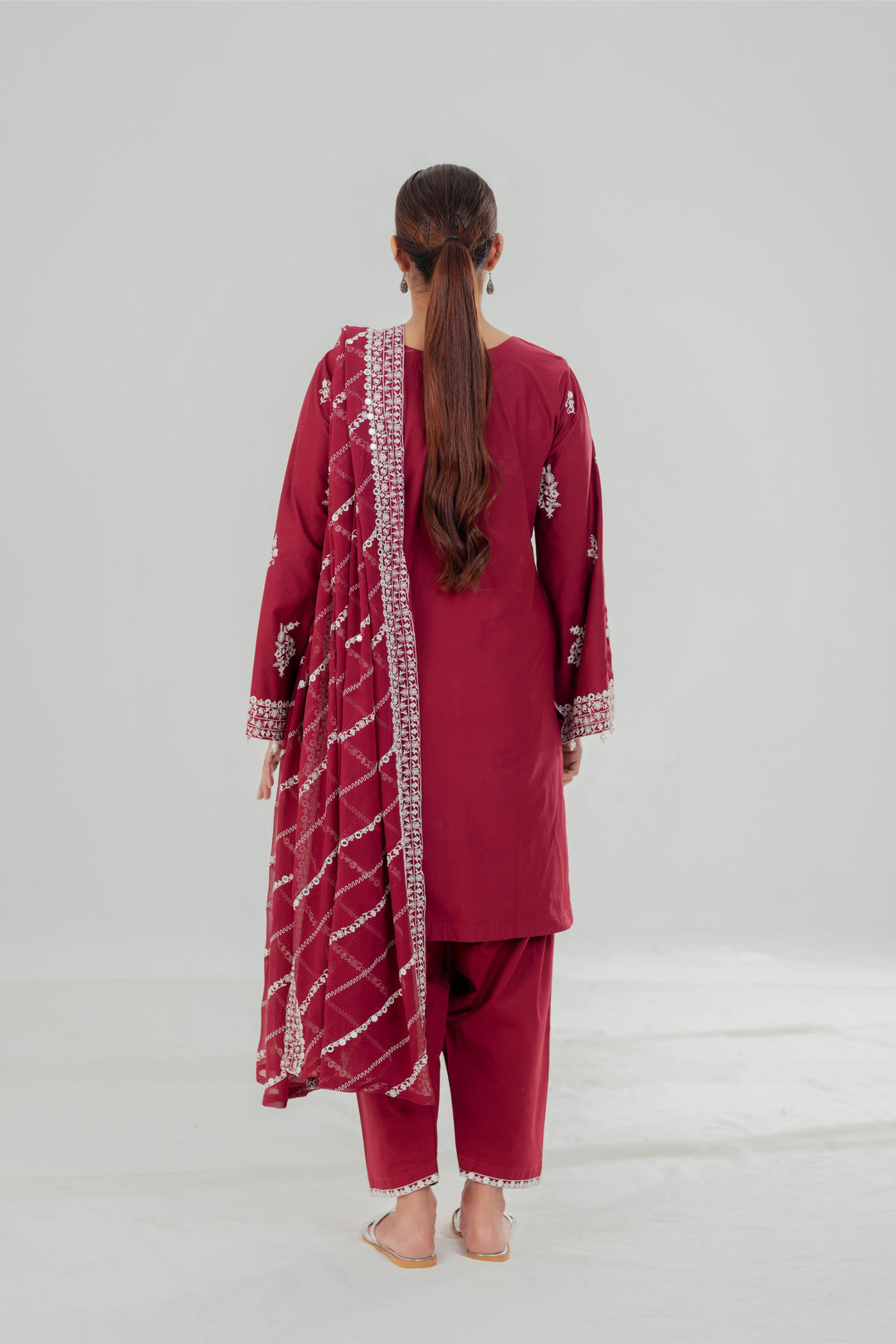 Royal Garnet - Cross Stitch Embroidered Lawn Stitched