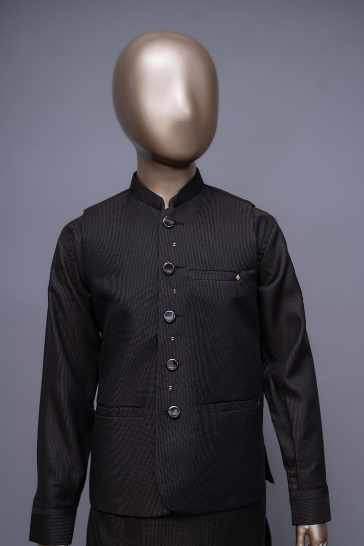 Blended Chocolate Brown Waist Coat - Raf Raf
