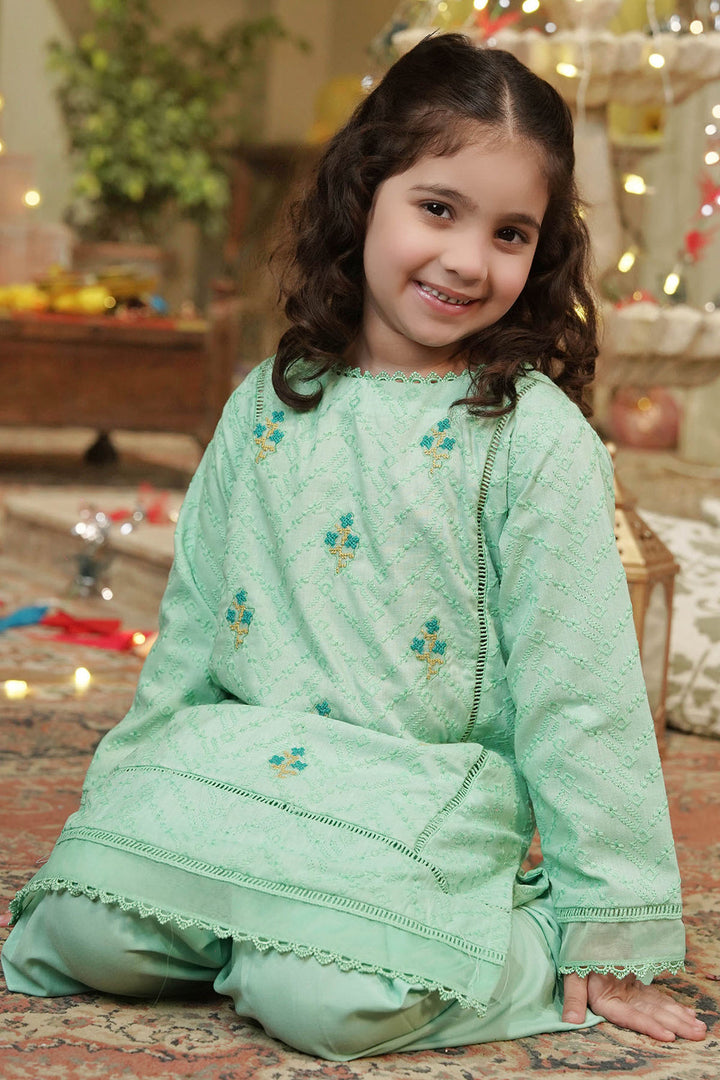 Chikankari Embroidered Mint Stitched Suit - Ochre