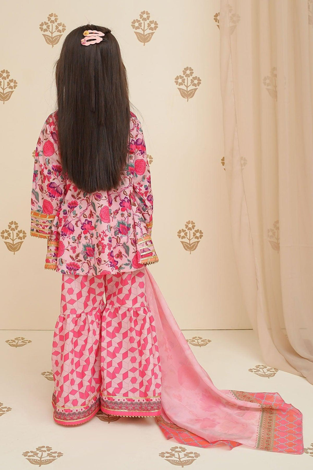 Swiss Lawn Digital Printed Pink Stitched Suit - Ochre