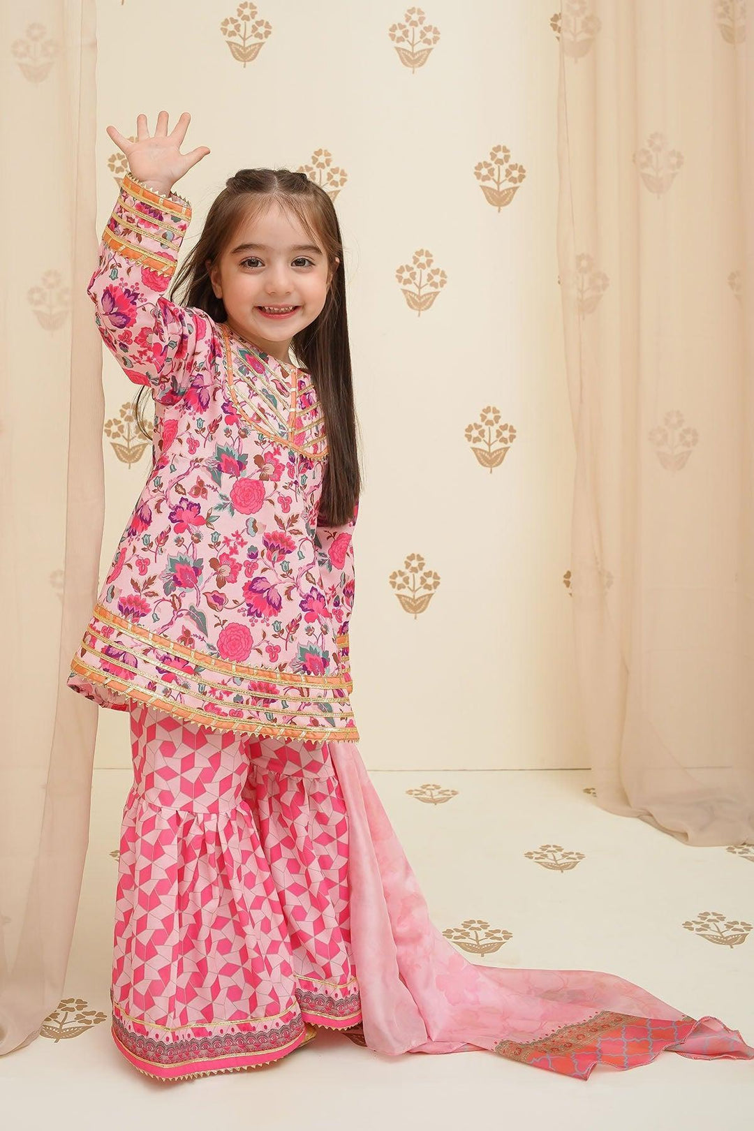 Swiss Lawn Digital Printed Pink Stitched Suit - Ochre