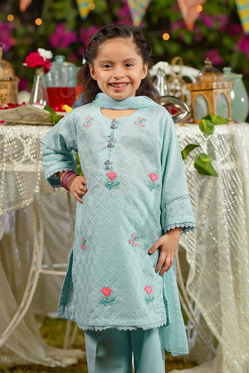 Chikankari Embroidered Blue Stitched Suit - Ochre