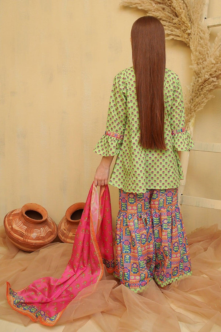 Swiss Lawn Digital Printed Green Stitched Suit - Ochre