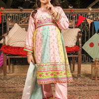 Poly Lawn Digital Printed Light Pink Stitched Suit - Ochre
