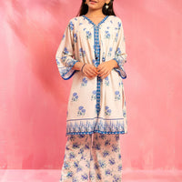 Swiss Lawn Digital Printed Off White Stitched Suit - Ochre