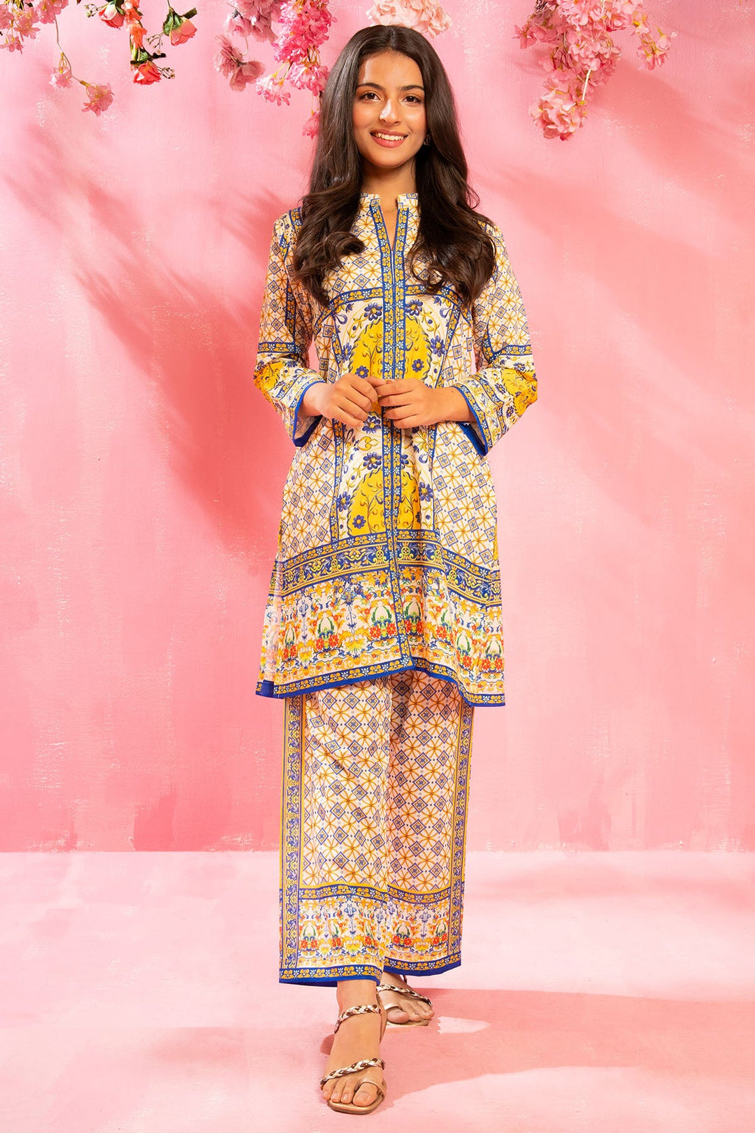 Swiss Lawn Digital Printed Beige Stitched Suit - Ochre