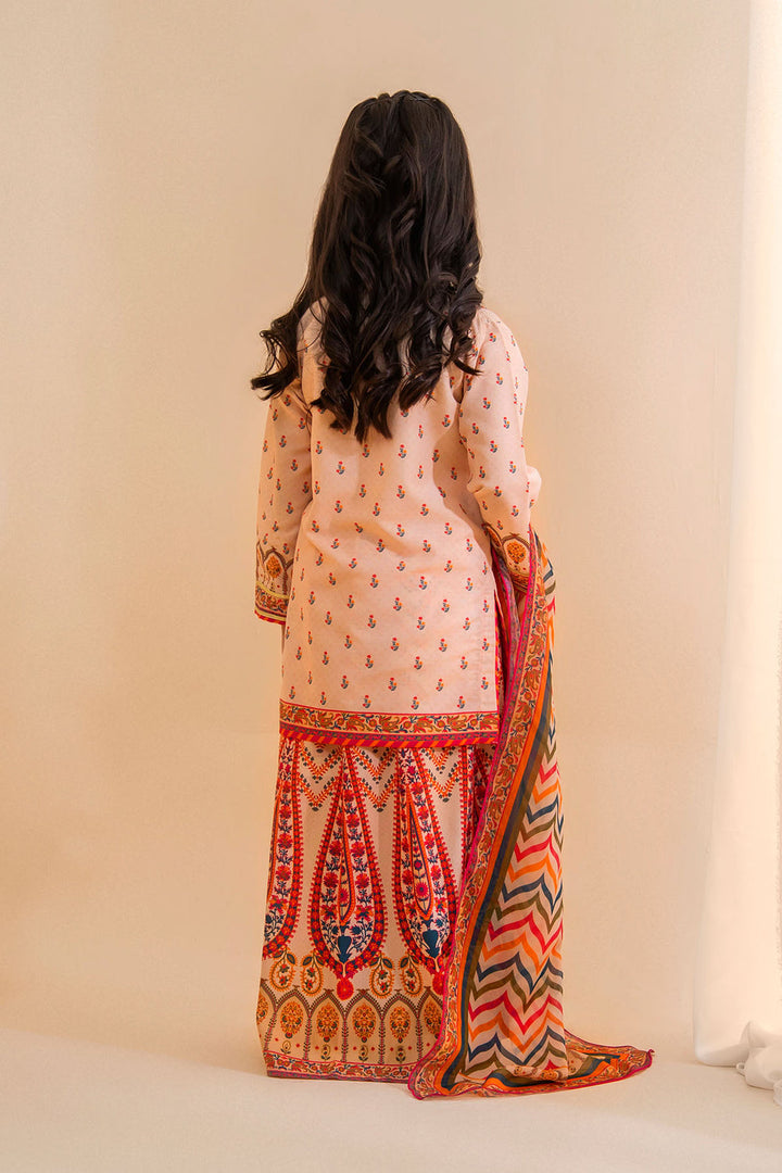 Poly Lawn Digital Printed Beige Stitched Suit - Ochre