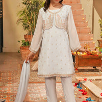 Chiffon Embroidered Blue Stitched Suit - Ochre