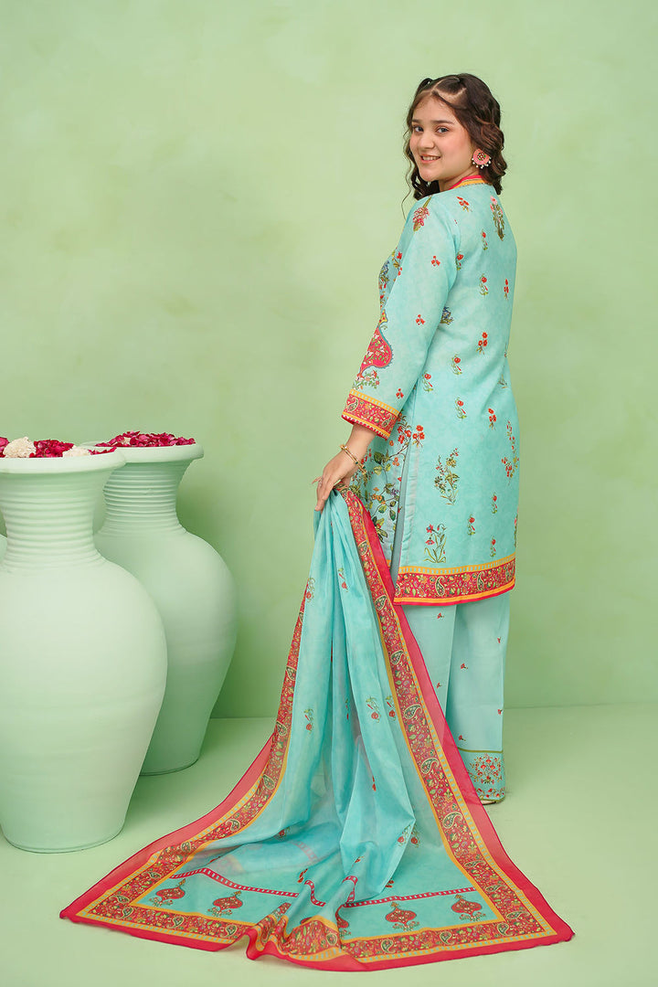 Poly Lawn Digital Printed Ferozi Stitched Suit - Ochre