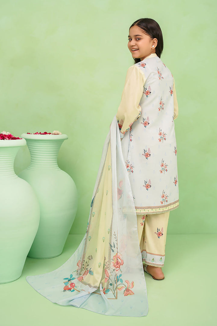 Poly Lawn Digital Printed Lemon Stitched Suit - Ochre