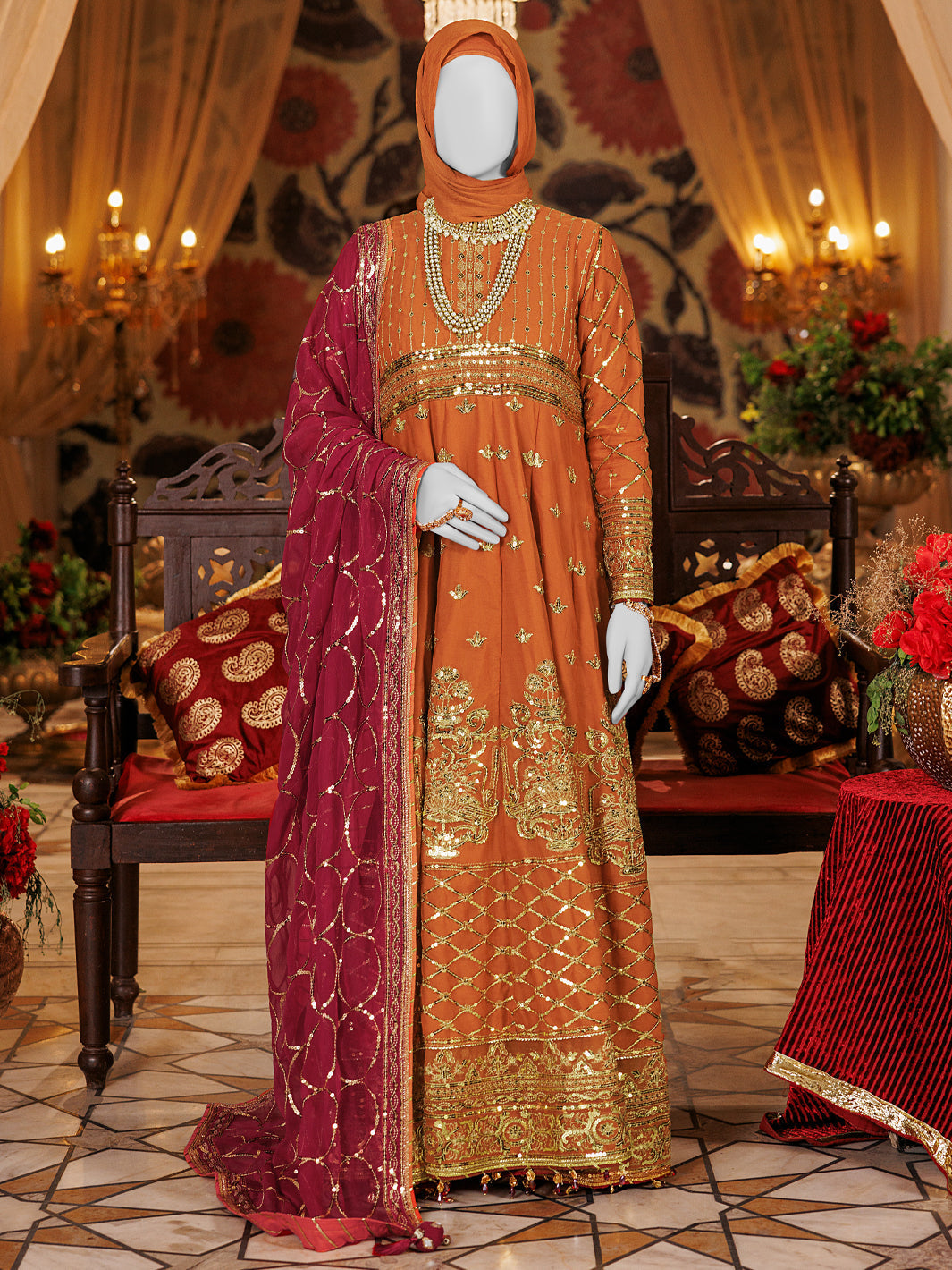 Chiffon Brown Stitched Suit - J. Junaid Jamshed