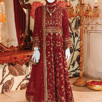 Chiffon Red Stitched Suit - J. Junaid Jamshed