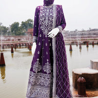 Chiffon Purple Stitched Suit - J. Junaid Jamshed