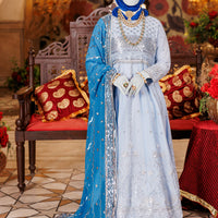 Chiffon Blue Stitched Suit - J. Junaid Jamshed