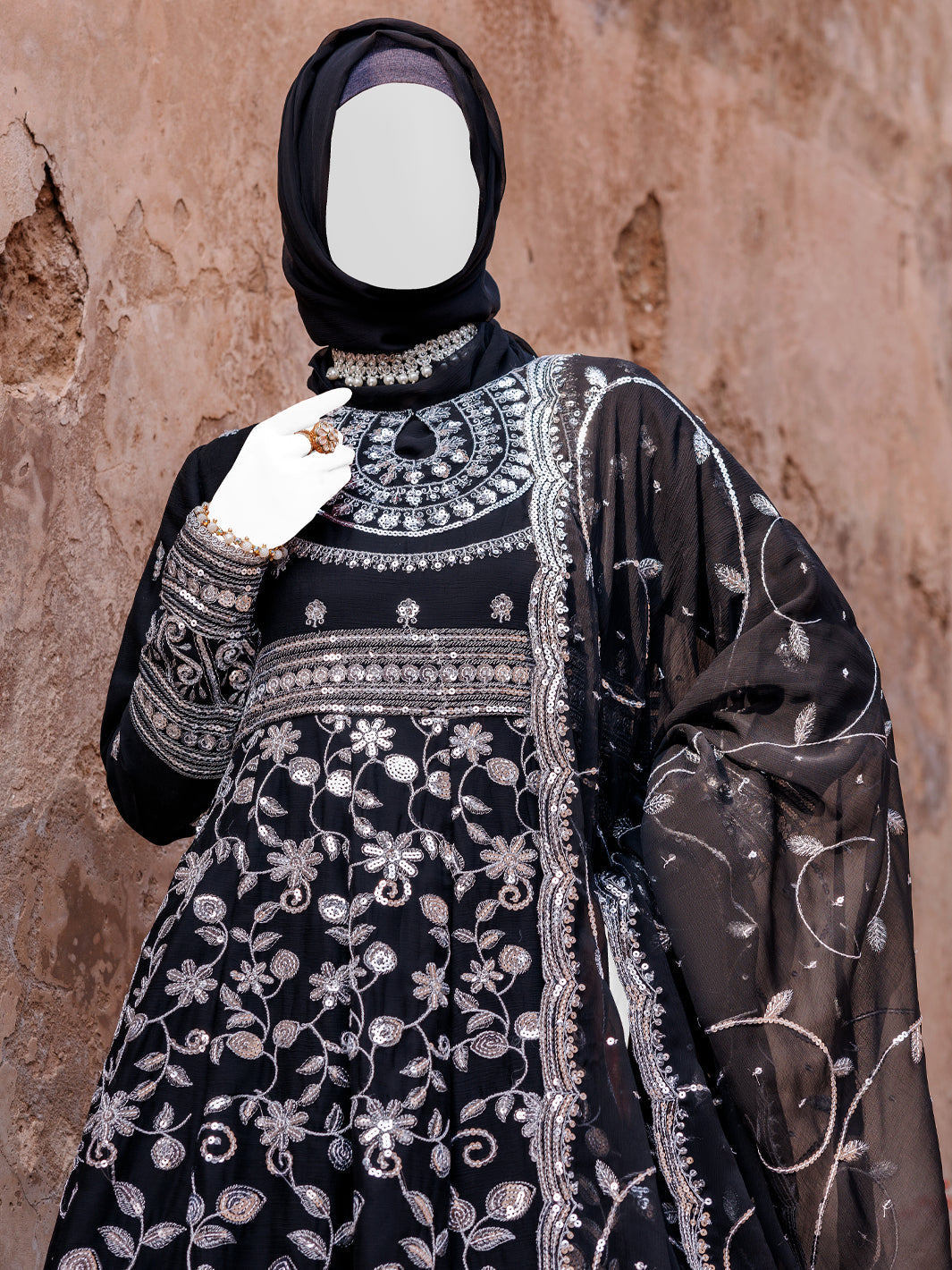 Chiffon Black Stitched Suit - J. Junaid Jamshed