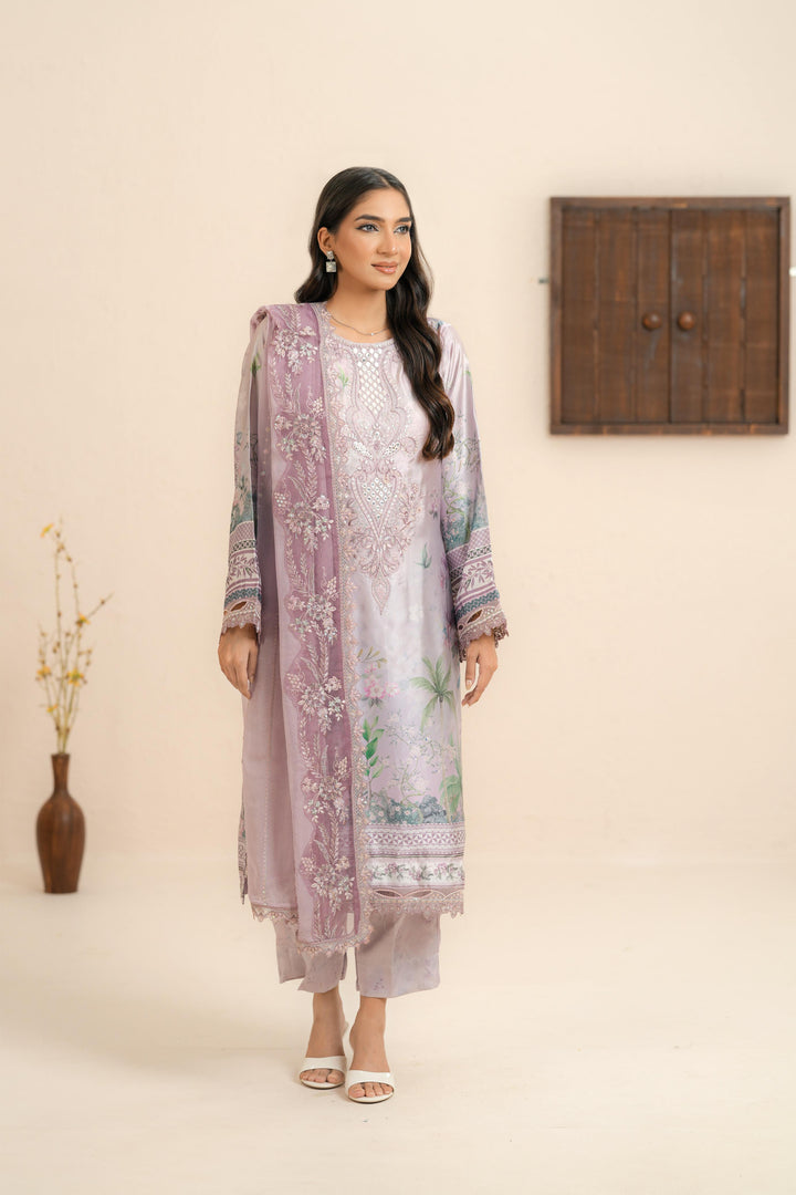 Silk Lilac Stitched Suit - Nureh