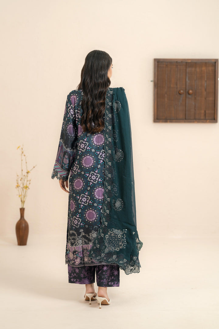 Silk Teal Blue Stitched Suit - Nureh