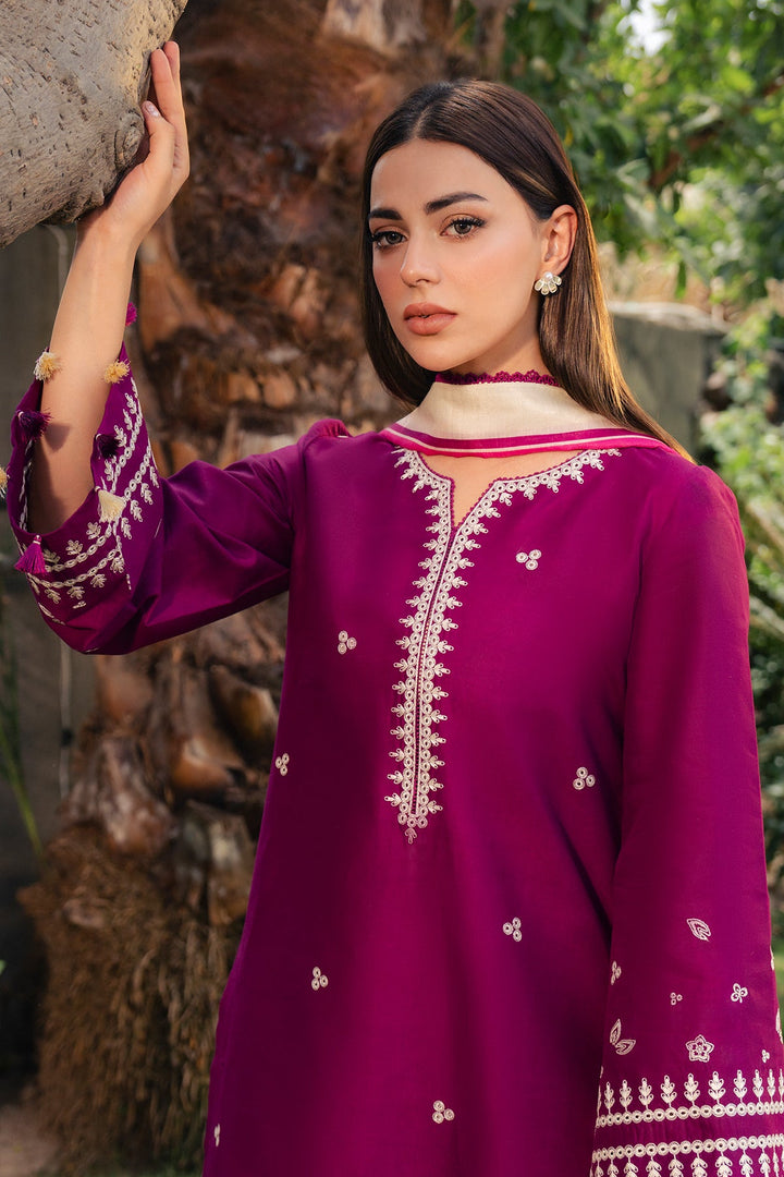 Embroidered Lawn Magenta Stitched Suit - Jazmin