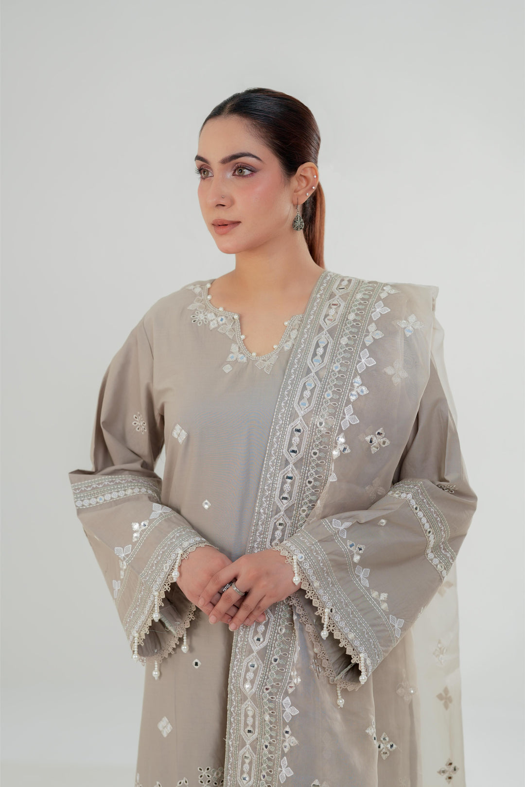 Sage Tint - Cross Stitch Embroidered Lawn Stitched