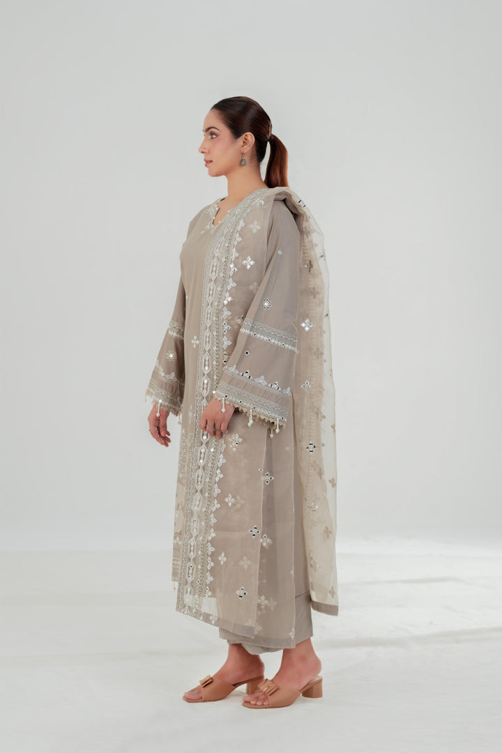 Sage Tint - Cross Stitch Embroidered Lawn Stitched