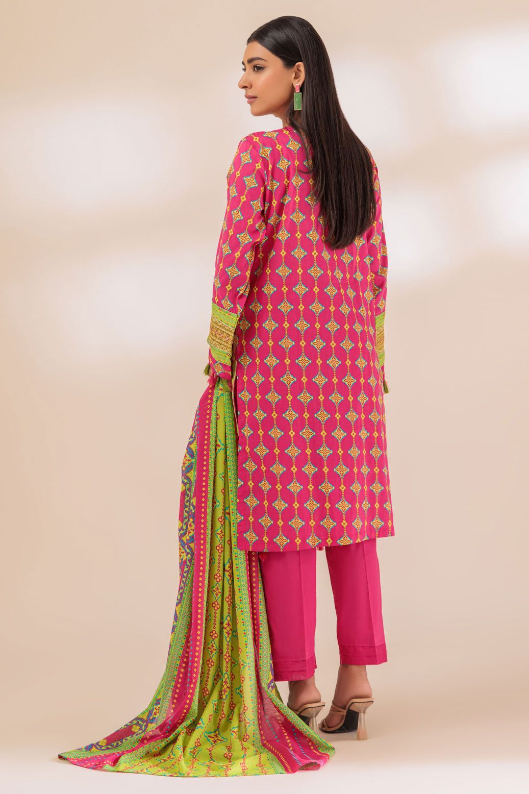Lawn Hot Pink 3 Piece Stitched Suit - Bonanza