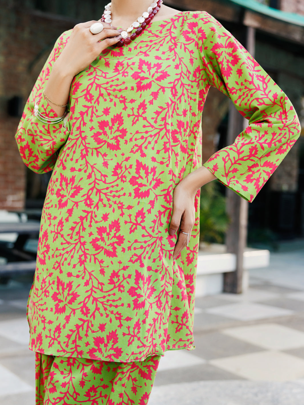 Lawn Mehndi Green Stitched Suit - J. Junaid Jamshed