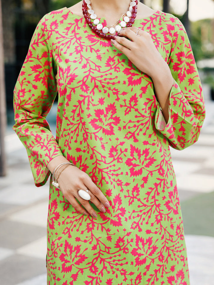 Lawn Mehndi Green Stitched Suit - J. Junaid Jamshed