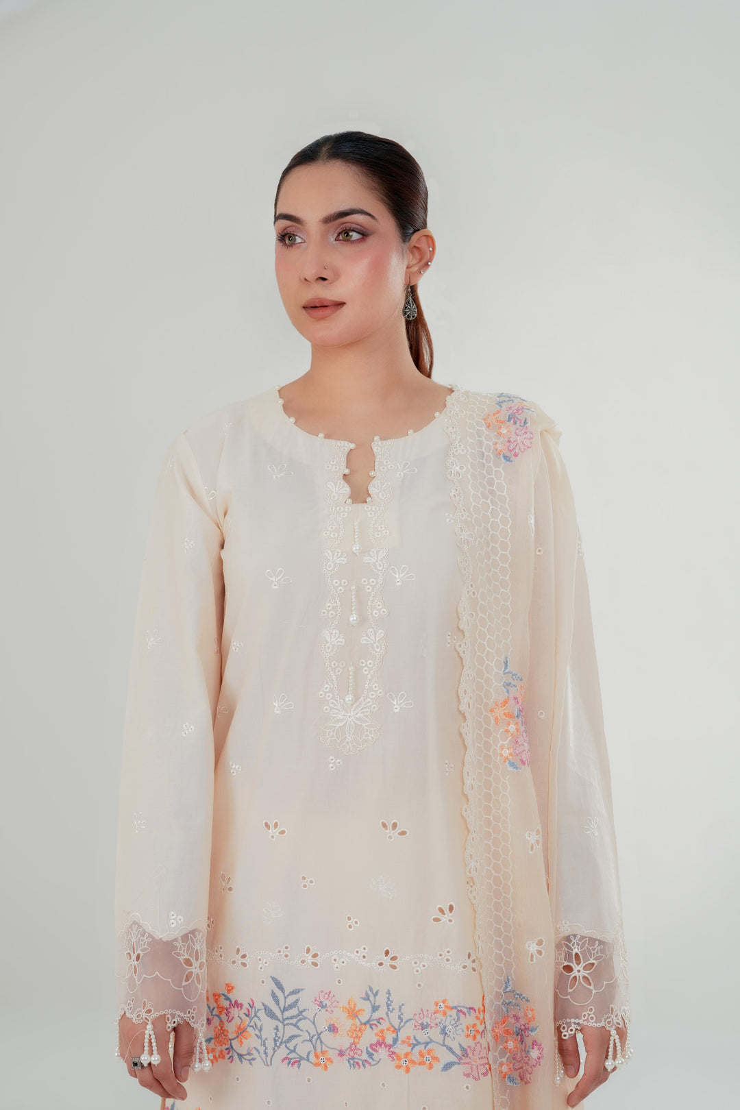 Soft Coral - Cross Stitch Embroidered Lawn Stitched