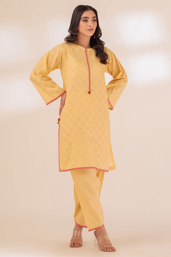 Lawn Cream 2 Piece Stitched Suit - Bonanza
