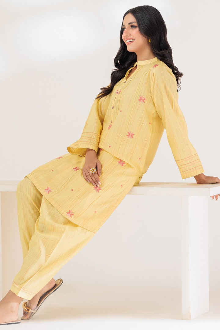 Lawn Yellow 2 Piece Stitched Suit - Bonanza